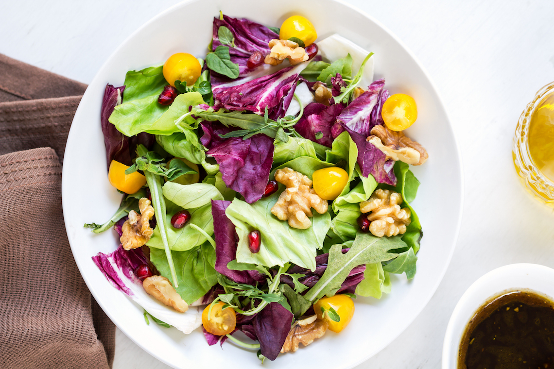 Walnuts Salad with Balsamic Vinegar of Modena Use Balsamic Vinegar