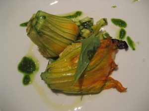 Courgette flowers with balsamic vinegar