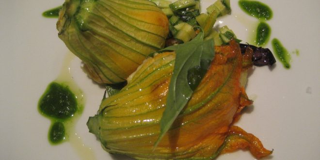 Courgette flowers with balsamic vinegar