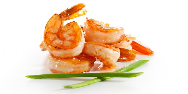 toasts with sauted prawn and original balsamic vinegar