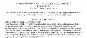 Disciplinary for the production of Balsamic Vinegar IGP
