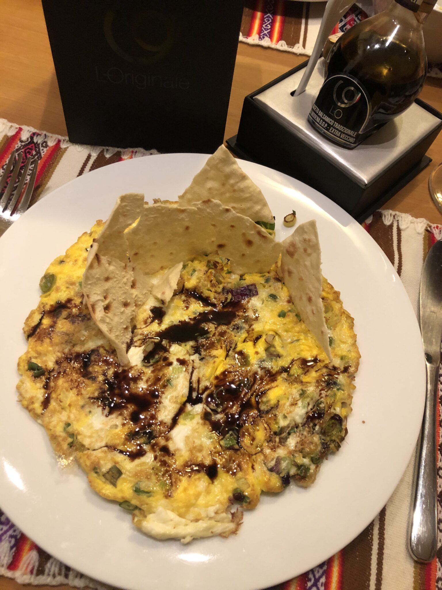 Onion Omelette and Balsamic Vinegar Use Balsamic Vinegar