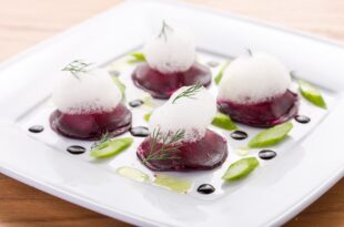 Red turnips with Parmesan musse