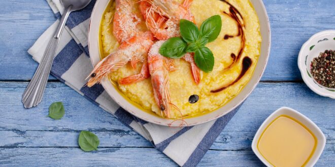 Polenta with shrimps and Balsamic Vinegar